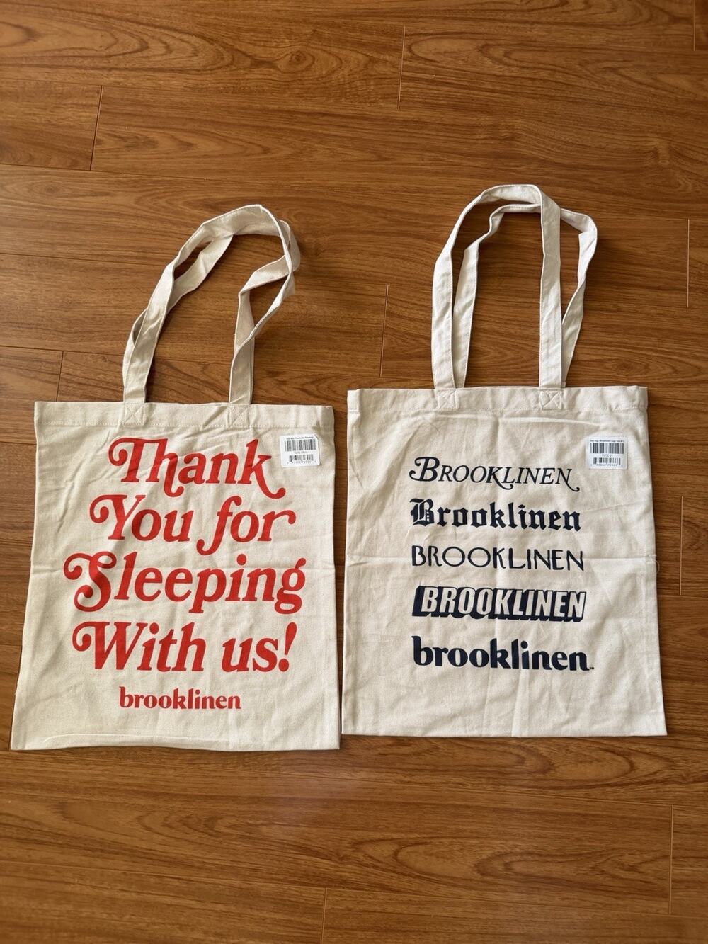 2 Brooklinen Logo Tote & Thank You For Sleeping With Us BAGS Reusable Canvas New